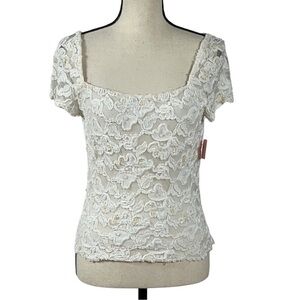 CHETTA B Sherrie Bloom / Peter Noviello Beaded sequin Embroidery Lace top